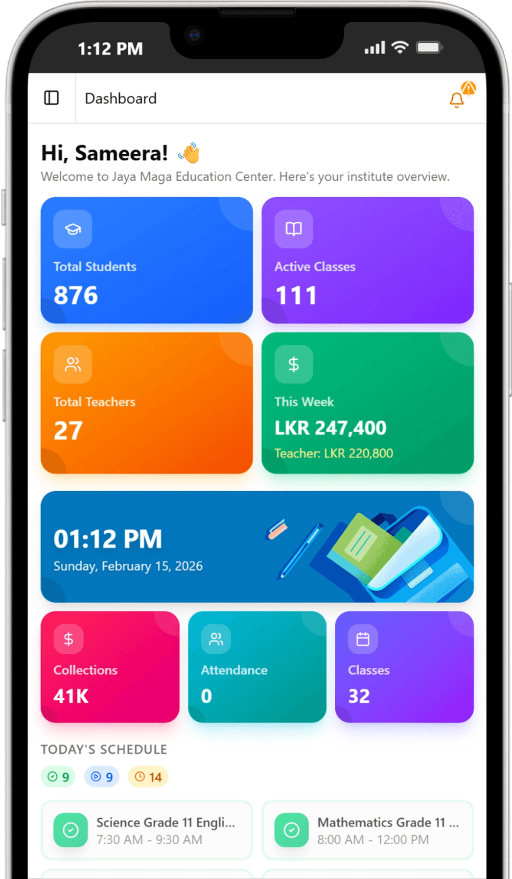 LearnEdge dashboard on mobile